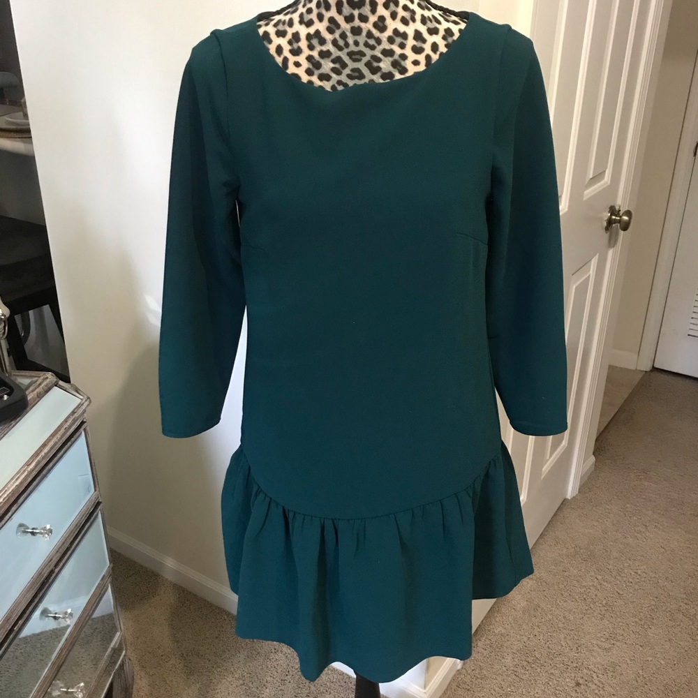 Green J. Crew ruffle dress